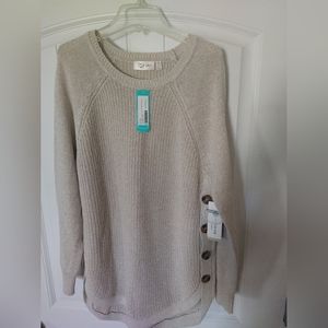 Riwca Side ButtonCotton Blend Sweater